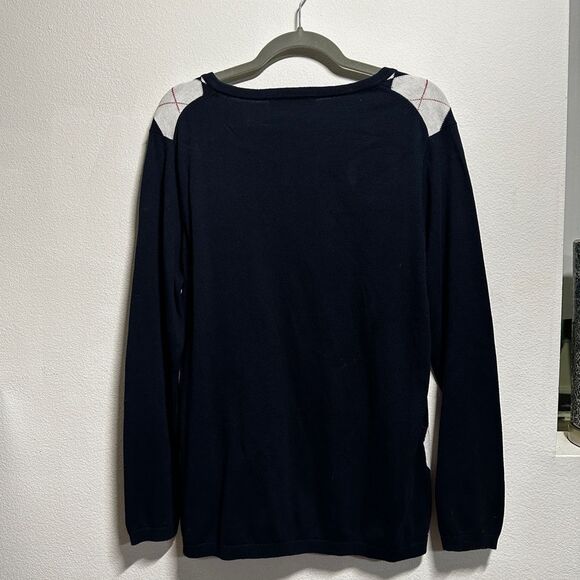 Tommy Hilfiger Argyle Grandpa cotton Sweater Navy Blue with checkered pa… - Picture 3 of 5